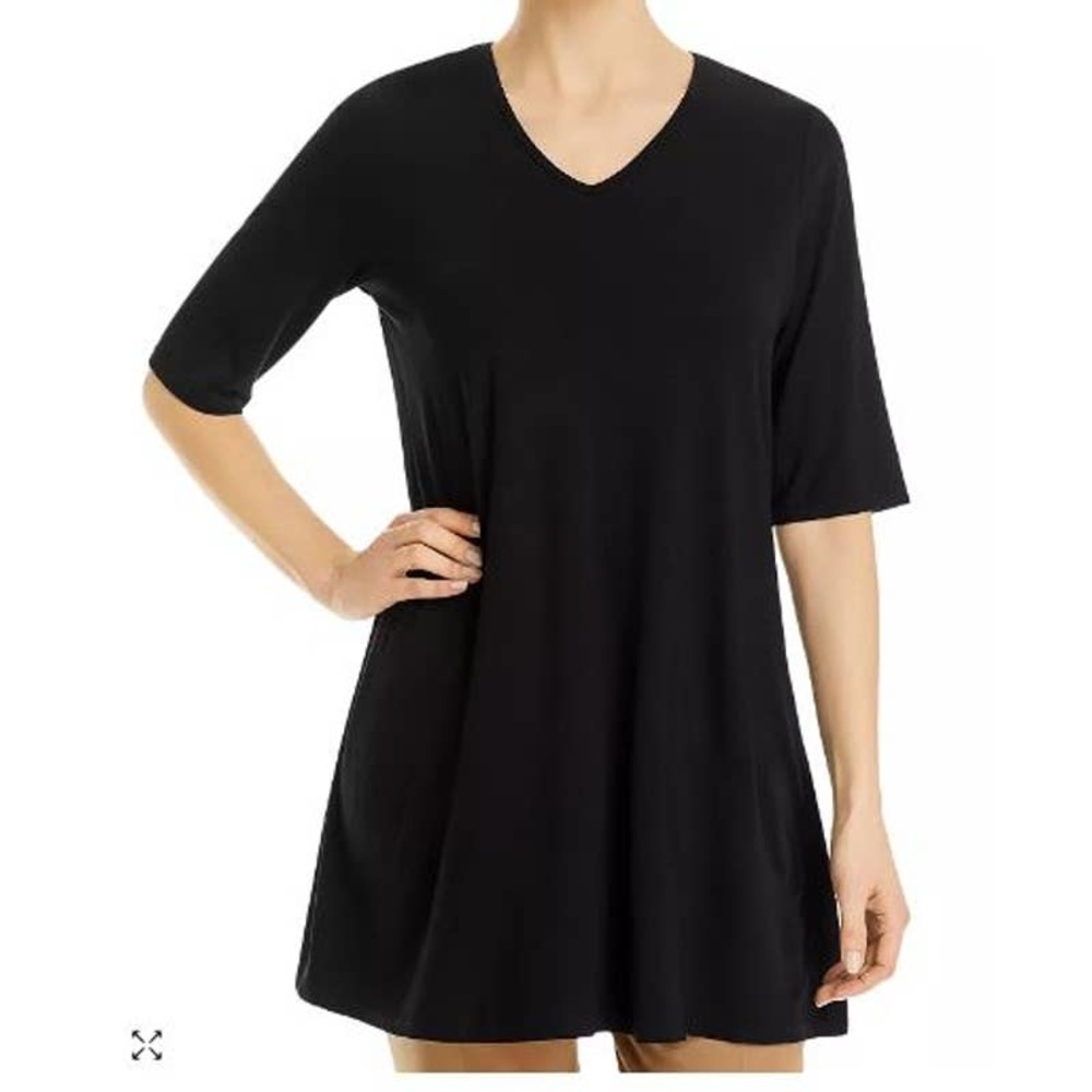 Eileen Fisher- trapeze tunic half sleeve black- size small